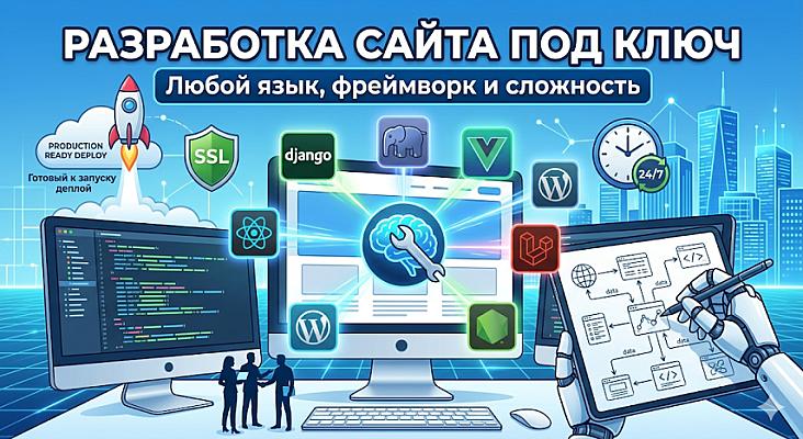 Создание сайта под ключ: любой язык, фреймворк и сложность