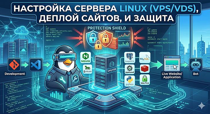 Настройка сервера Linux (VPS/VDS), деплой сайтов и защита
